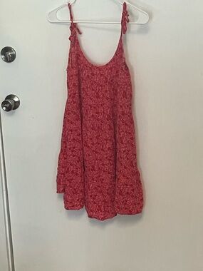 Pink and Red Floral Tie-Shoulder Sundress